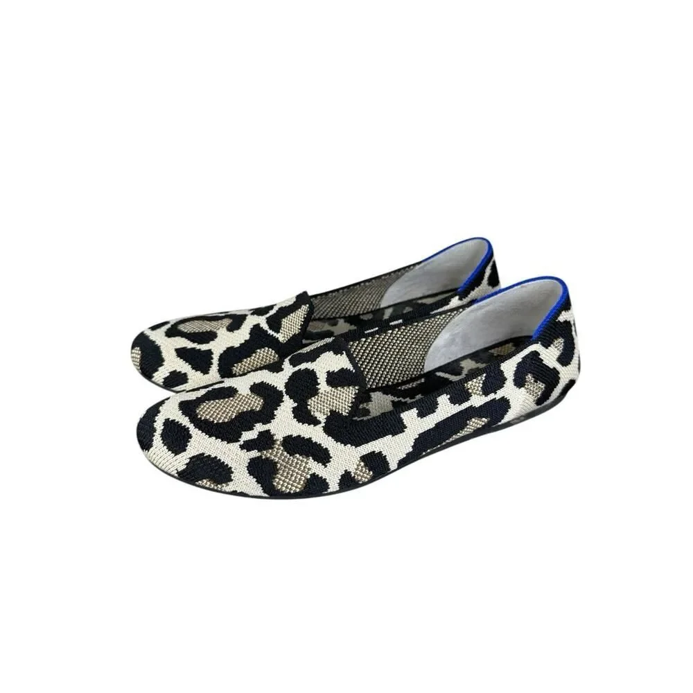 Rothy’s The Almond Loafer Leopard Desert Cat Flats Slip On US 7 runs small